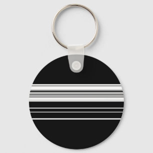 Porte-clés Rayé noir blanc chic 