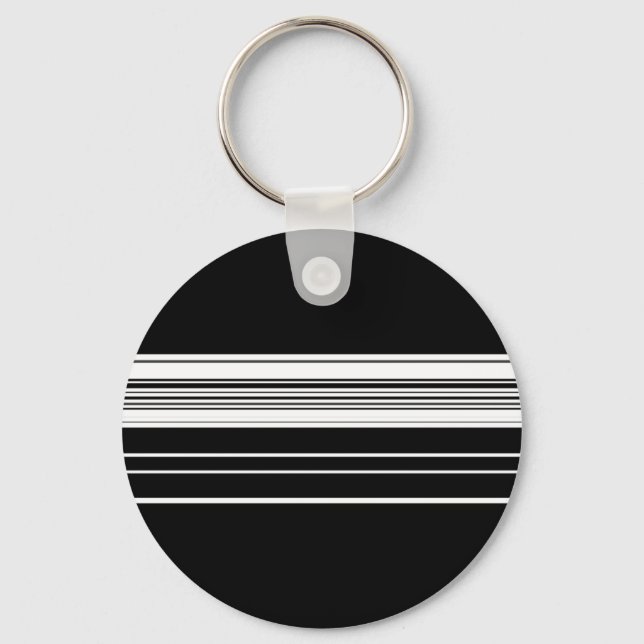 Porte-clés Rayé noir blanc chic  (Recto)
