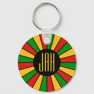 Porte-clés RAYONS DE BOUTON DE DRAPEAU DE RASTAFARI + votre