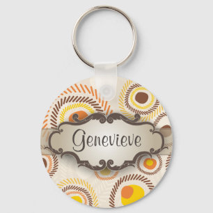 Porte-clés Rayons de soleil d'or avec la plaque signalétique
