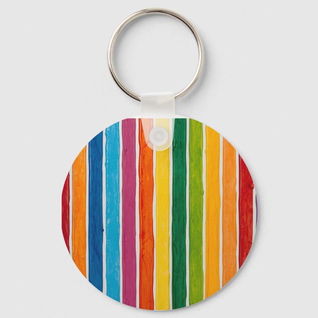 Porte-clés Rayures arc-en-ciel radieuses  (Recto)