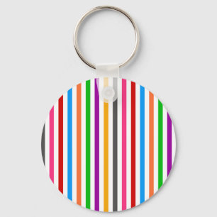 Porte-clés Rayures de lignes arc-en-ciel colorées - Blanc 