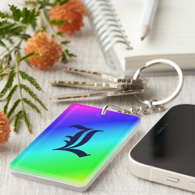 Porte-clés Rayures diagonales arc-en-ciel (Devant droit)
