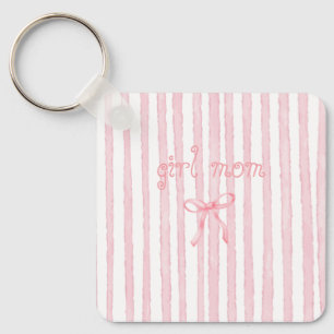 Porte-clés Rayures roses personnalisées Coquette Texte person
