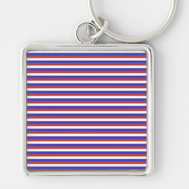 Porte-clés Rayures rouges, blanches et bleues (Devant)
