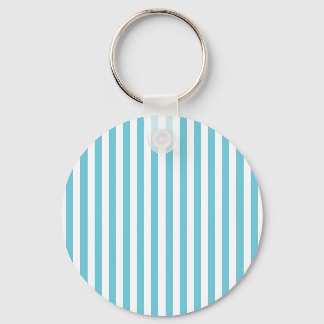 Porte-clés Rayures verticales classiques bleu clair et blanc (Recto)