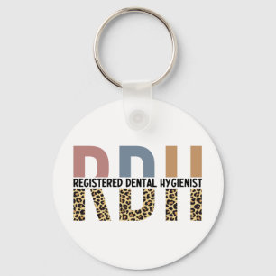 Porte-clés RDH Registered Dental Hygienist Leopard Typography