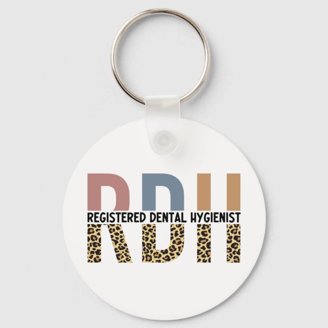Porte-clés RDH Registered Dental Hygienist Leopard Typography (Recto)