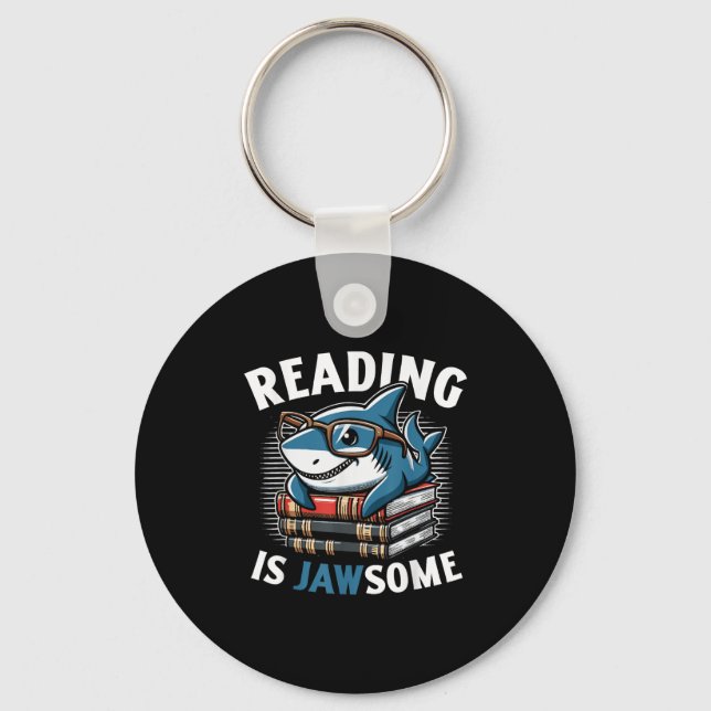 Porte-clés Reading Is Jawsome Shark Books Bookworm Reader  (Recto)