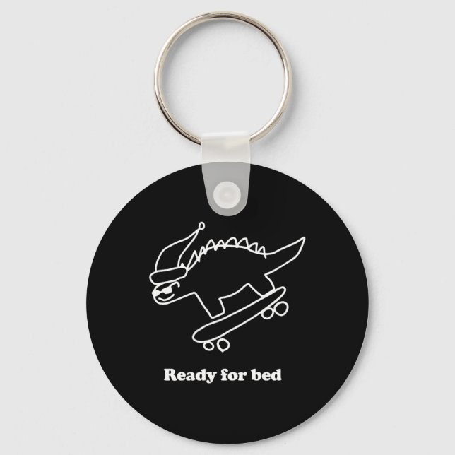 Porte-clés Ready For Bed Dinosaur Skateboarding  (Recto)