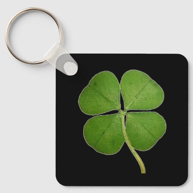 Porte-clés Real 4 Leaf Clover Shamrock Black (Recto)