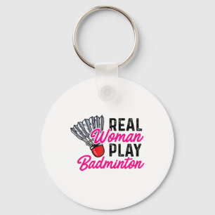 Porte-clés Real Woman Play Badminton Badminton Player Shuttle