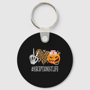 Porte-clés Réceptionniste Peace Love Citrouille Fun Halloween
