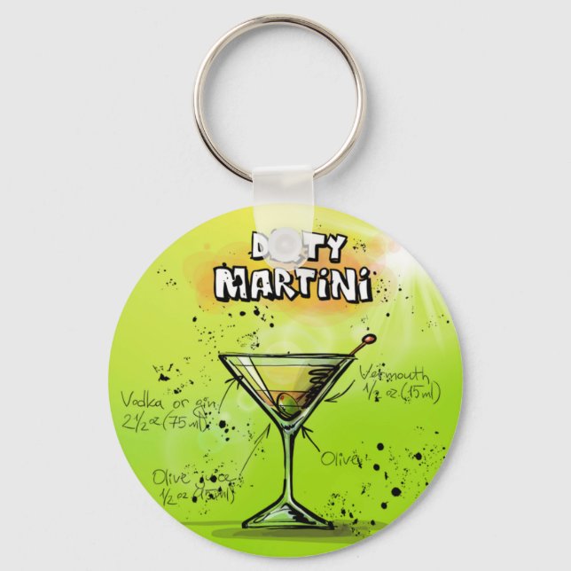 Porte-clés Recette de cocktail Martini (Recto)