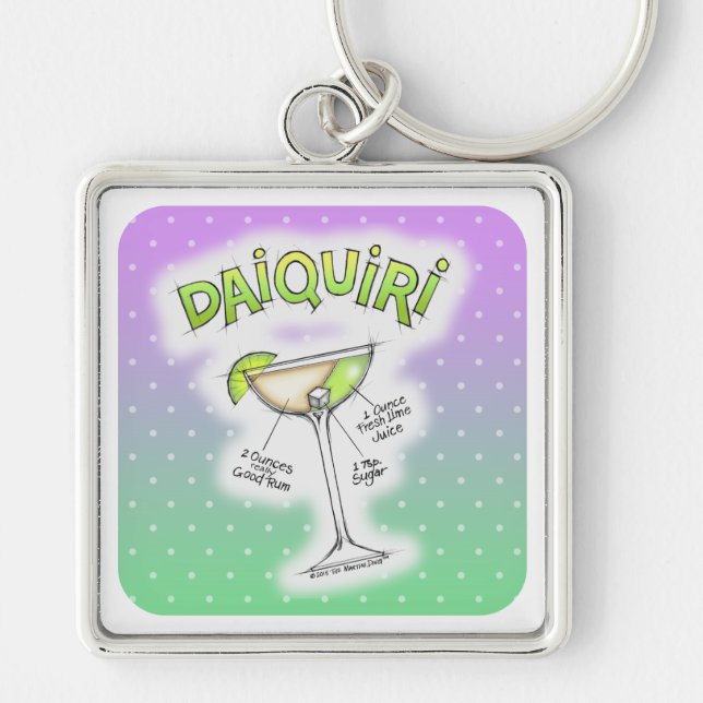 PORTE-CLÉS - RECETTE DE DAIQUIRI COCKTAIL ART (Devant)