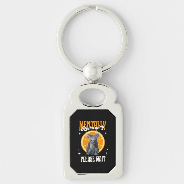 Porte-clés Recharge mentale de koala introverti design (Devant)
