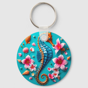 Porte-clés Récif de corail hippocampe océan nature style sous