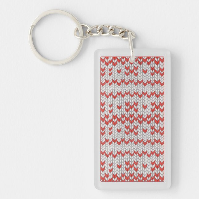 Porte-clés rectangle en acrylique ROUGE TRICOT NOR (Devant)