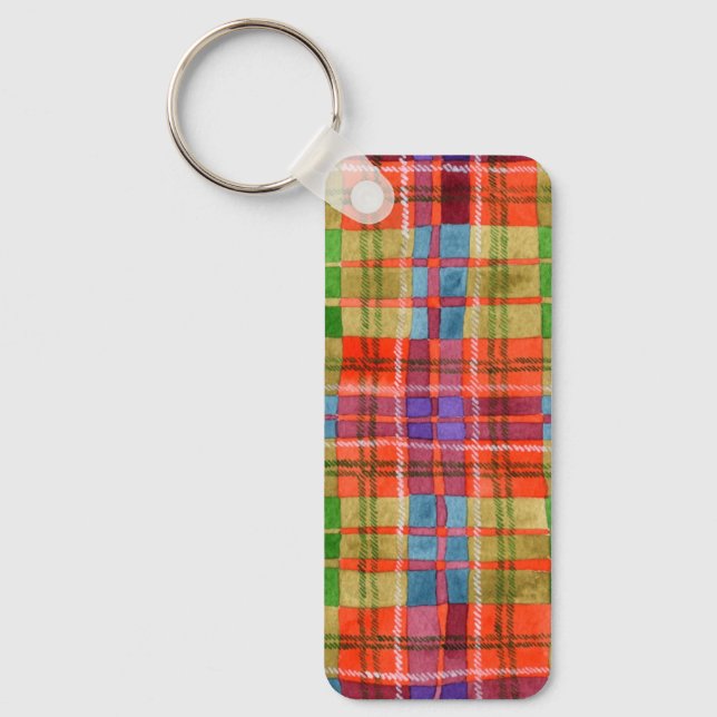 Porte-clés rectangle métallique MAC RAE TARTAN (Recto)