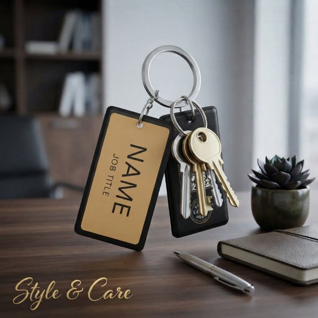 Porte-clés rectangle personnalisé avec nom et code (Custom Name & QR Code Rectangle Keychain (2-Sided))