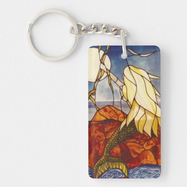 Porte-clés Rectangle - Style Verre Teinté Sirène (Devant)