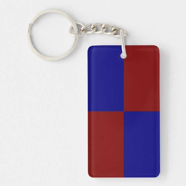 Porte-clés Rectangles rouge foncé et bleu (Devant)