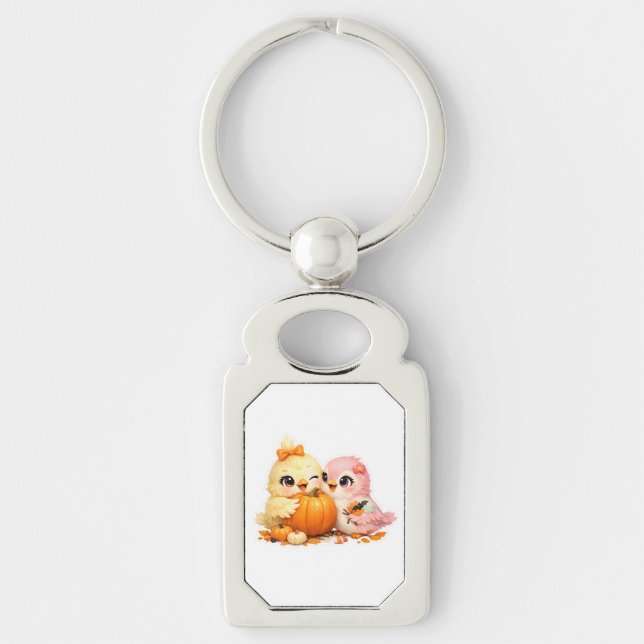Porte-clés rectangulaire Halloween avec de mignons (Devant)