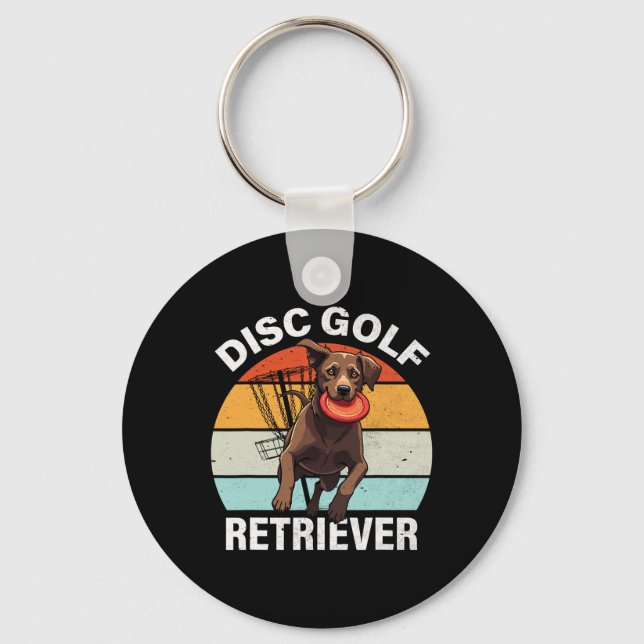 Porte-clés Récupérateur de Disc Golf Drôle de Labrador Retrie (Recto)