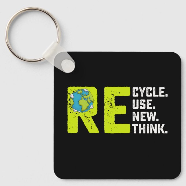 Porte-clés Recycler Réutiliser Renouveler Repenser Jour de la (Recto)