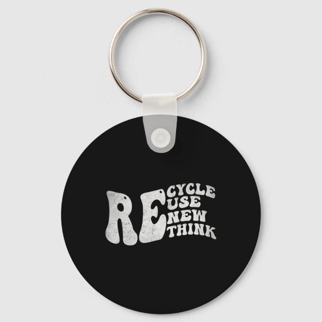 Porte-clés Recycler Réutiliser Réutiliser Repenser Retro Jour (Recto)