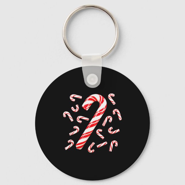 Porte-clés Red And White Candy Cane Santa Christmas  (Recto)