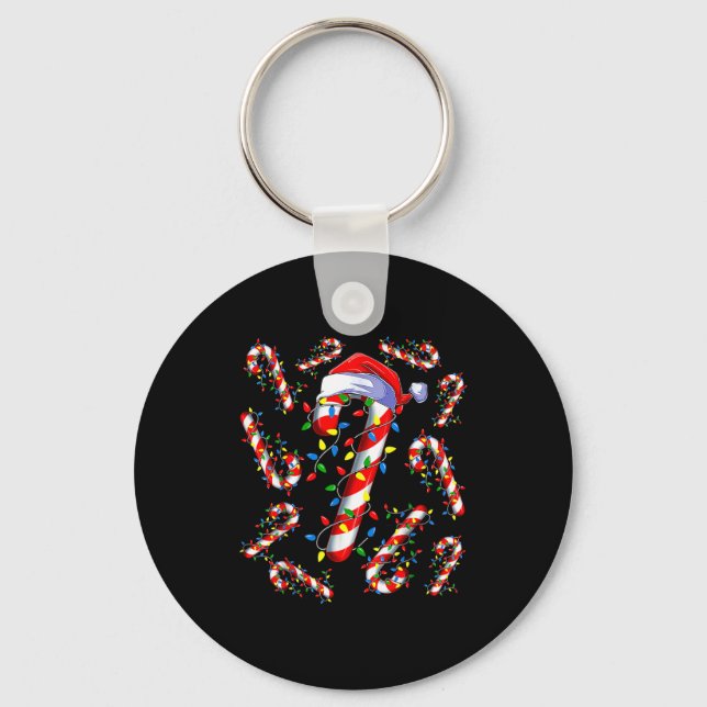 Porte-clés Red And White Candy Cane Santa Christmas Funny Xma (Recto)