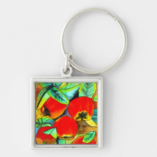 Porte-clés Red Apples aquarelle art original (Devant)