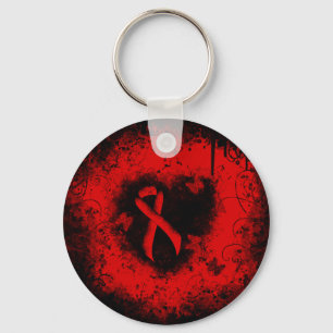 Porte-clés Red Awareness Ribbon Grunge Heart