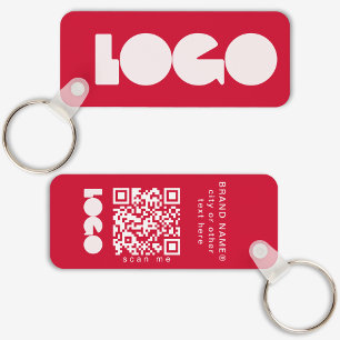 Porte-clés Red Business Logo & QR Code, Entreprise Horizontal