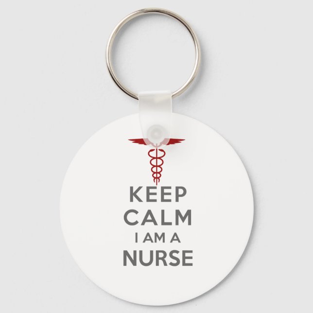 Porte-clés Red Caduceus Keep Calm I am a Nurse (Recto)