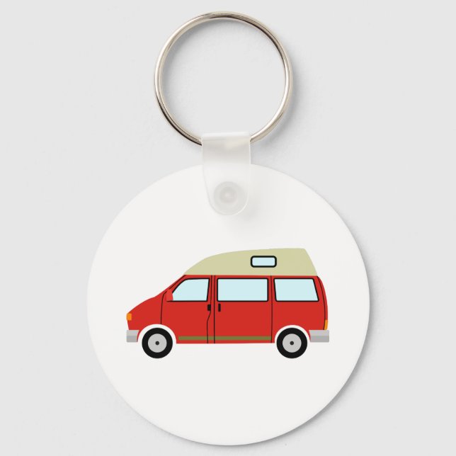 Porte-clés Red Camper Van High Top Mobile Freedom (Recto)