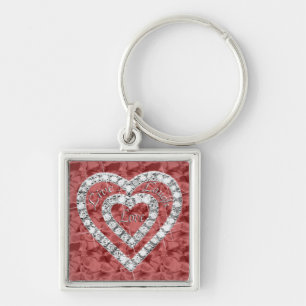 Porte-clés Red Carré Live Lauder Love Diamond Heart Keychain