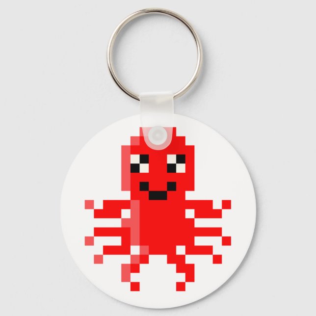 Porte-clés Red Happy Pixel Squid (Recto)