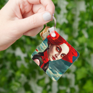Porte-clés Red Head Poppy Flower Lady imaginaire art
