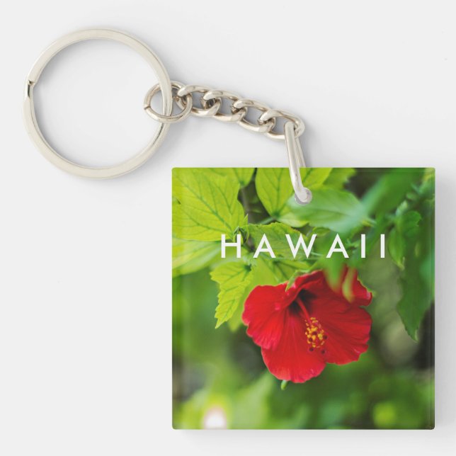 Porte-clés Red Hibiscus Hawaii Tropical (Devant)