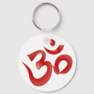 Porte-clés Red Hindu Symbol Om Aum Devanagari Calligraphy