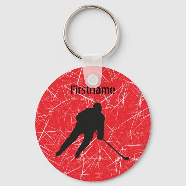 Porte-clés Red ice silhouette hockey player (Recto)