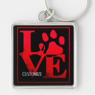 Porte-clés Red Love Paws Porte - clé personnalisé