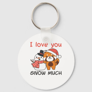 Porte-clés Red Panda I Love You Snow Much Snow Pun