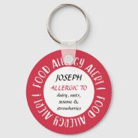 Red Personalized Food Allergy Alert Customized