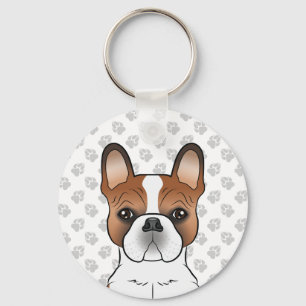 Porte-clés Red Pied French Bulldog / Frenchie Cute Dog Head