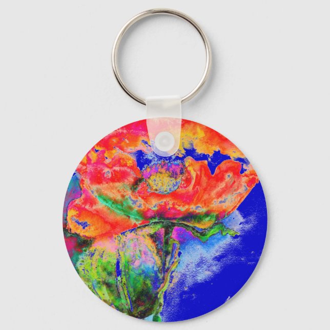 Porte-clés Red Poppy - blue background (Recto)