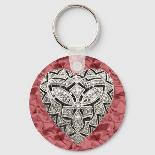 Porte-clés Red Round Elegant Designer Heart Keychain
