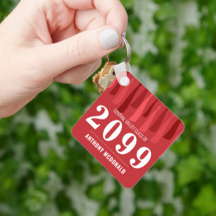 Porte-clés Red Row of Tassels Photo Graduation Porte - clé